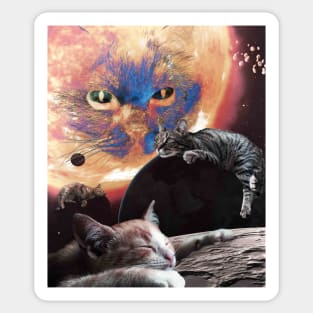 Cat Universe Galaxy Kitten Planets Solar Sun Earth Funny Sticker